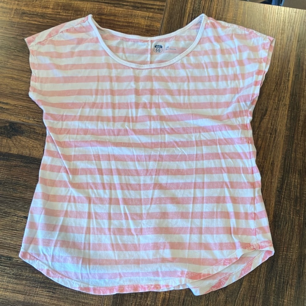 Route 66 Pink and White Striped Top